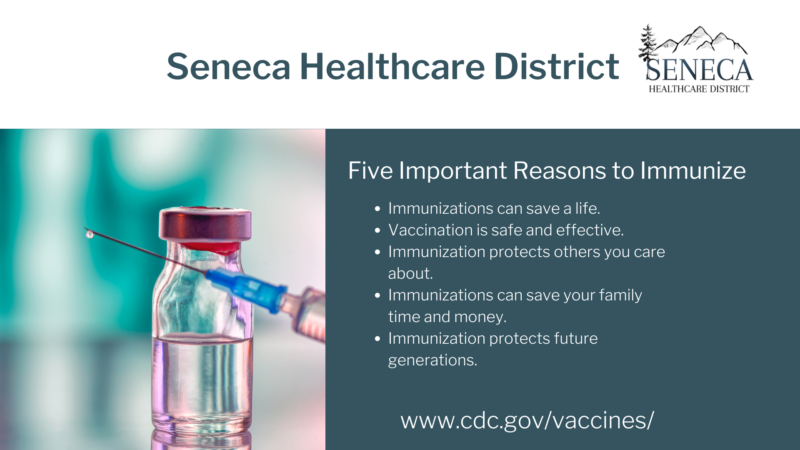 Five important reasons to immunize, click to be directed to the CDC website. 