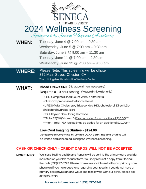 Wellness Screening Flyer, image for visual affect only